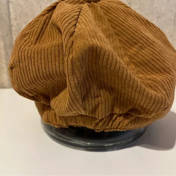 Corduroy Baker Boy Cap in Camel Brown - Retro Newsboy Hat - Picture 3 of 7